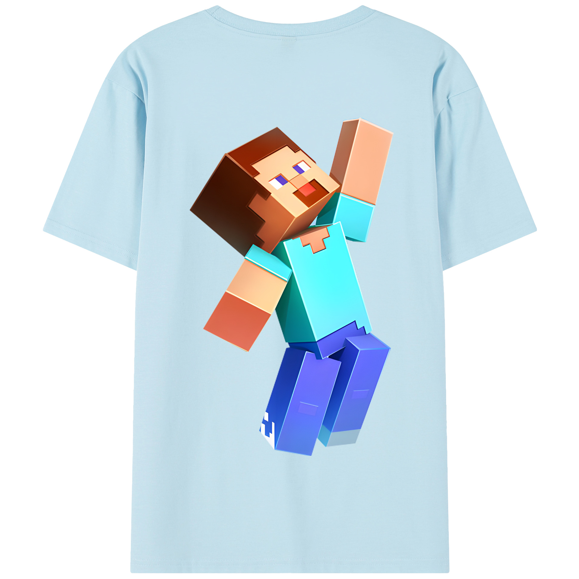 （画像用） マインクラフト ブロックの世界 Minecraft MC Block world 綿100％半袖Tシャツ（背面プリント）